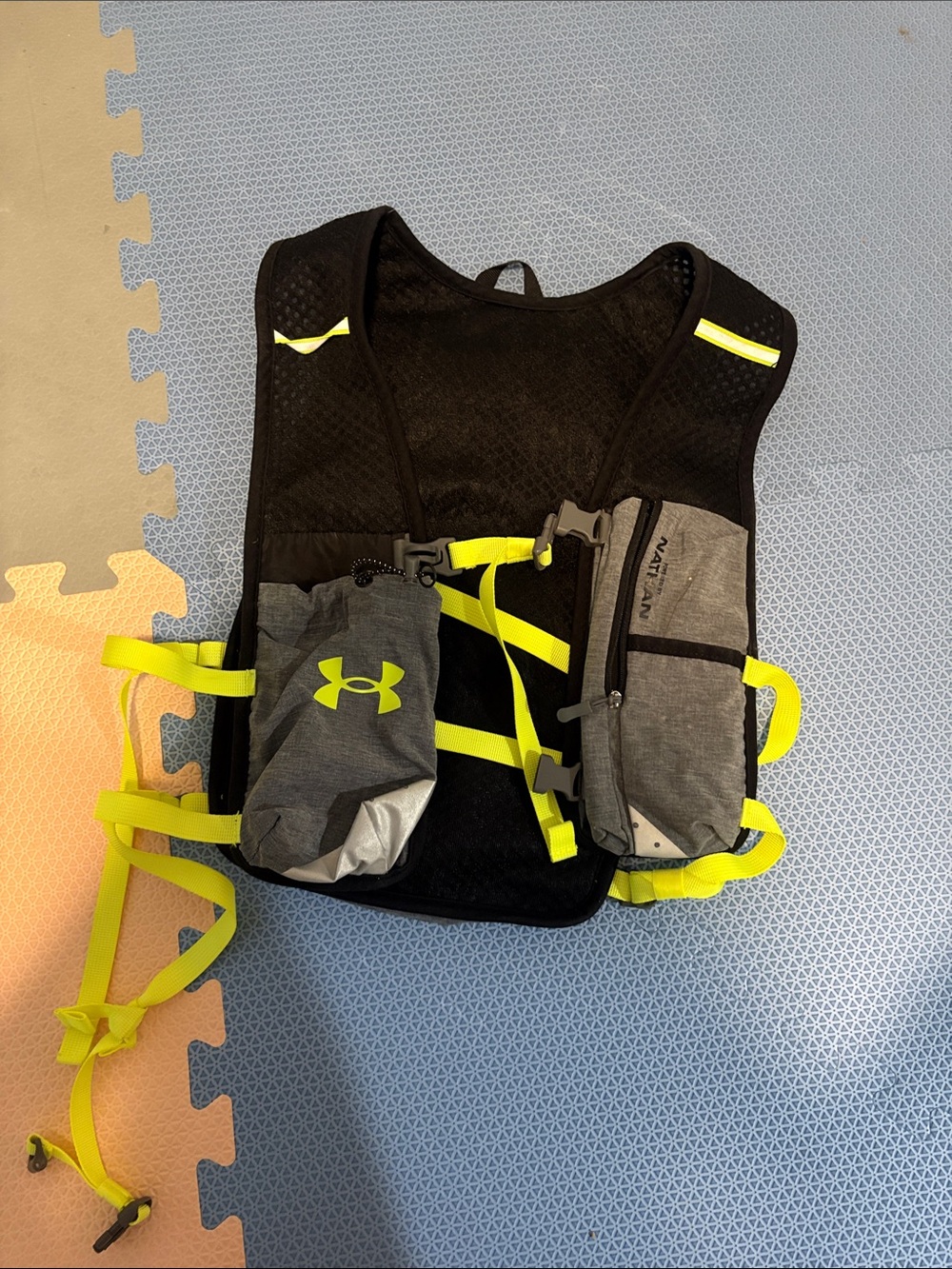 Under Armour Black and Neon Yellow Hydration Running Vest